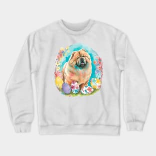 Chow Chow Easter Egg Spring Floral Watercolor Painting Dog Lover Art Crewneck Sweatshirt